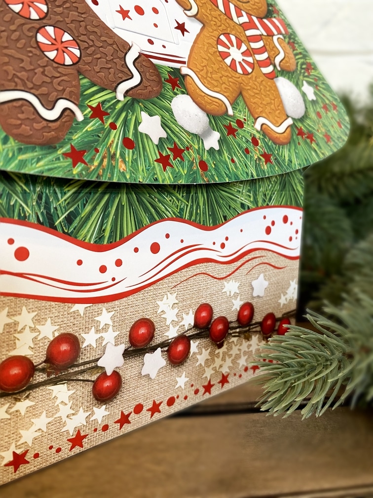 Коробка новогодняя подарочная Ёлка с пряниками, 157х95х225 (+140) мм (коробка-елочка) — изображение 4